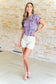 Lizzy Cap Sleeve Top in Charcoal and Pink Paisley