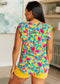 Lizzy Flutter Sleeve Top in Teal and Red Mod Floral