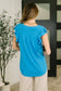 Lizzy Flutter Sleeve V-Neck Blouse in  in Aqua