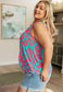 Lizzy Tank Top in Aqua and Pink Filigree