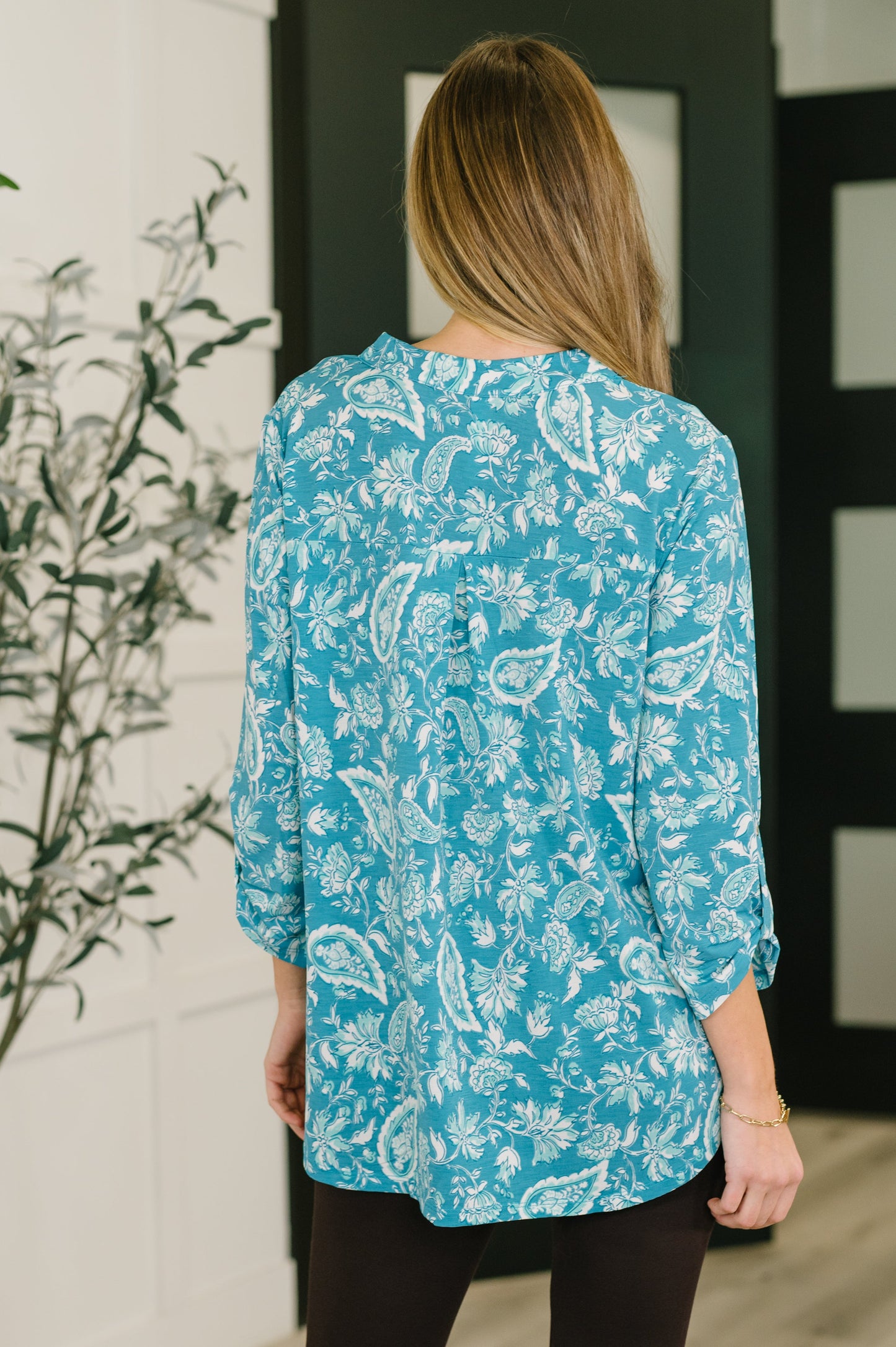 Lizzy Top in Aqua Paisley