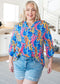 Lizzy Top in Blue and Pink Branches