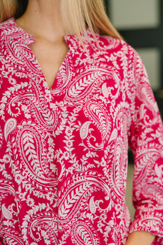 Lizzy Top in Pink Paisley