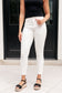 Judy Blue Mid Rise Braided Side Seam Relaxed White Jeans