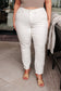 Judy Blue Mid Rise Braided Side Seam Relaxed White Jeans