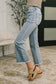Judy Blue Mid Rise Kick Flare Jeans with Frayed Hem