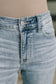 Judy Blue Mid Rise Kick Flare Jeans with Frayed Hem