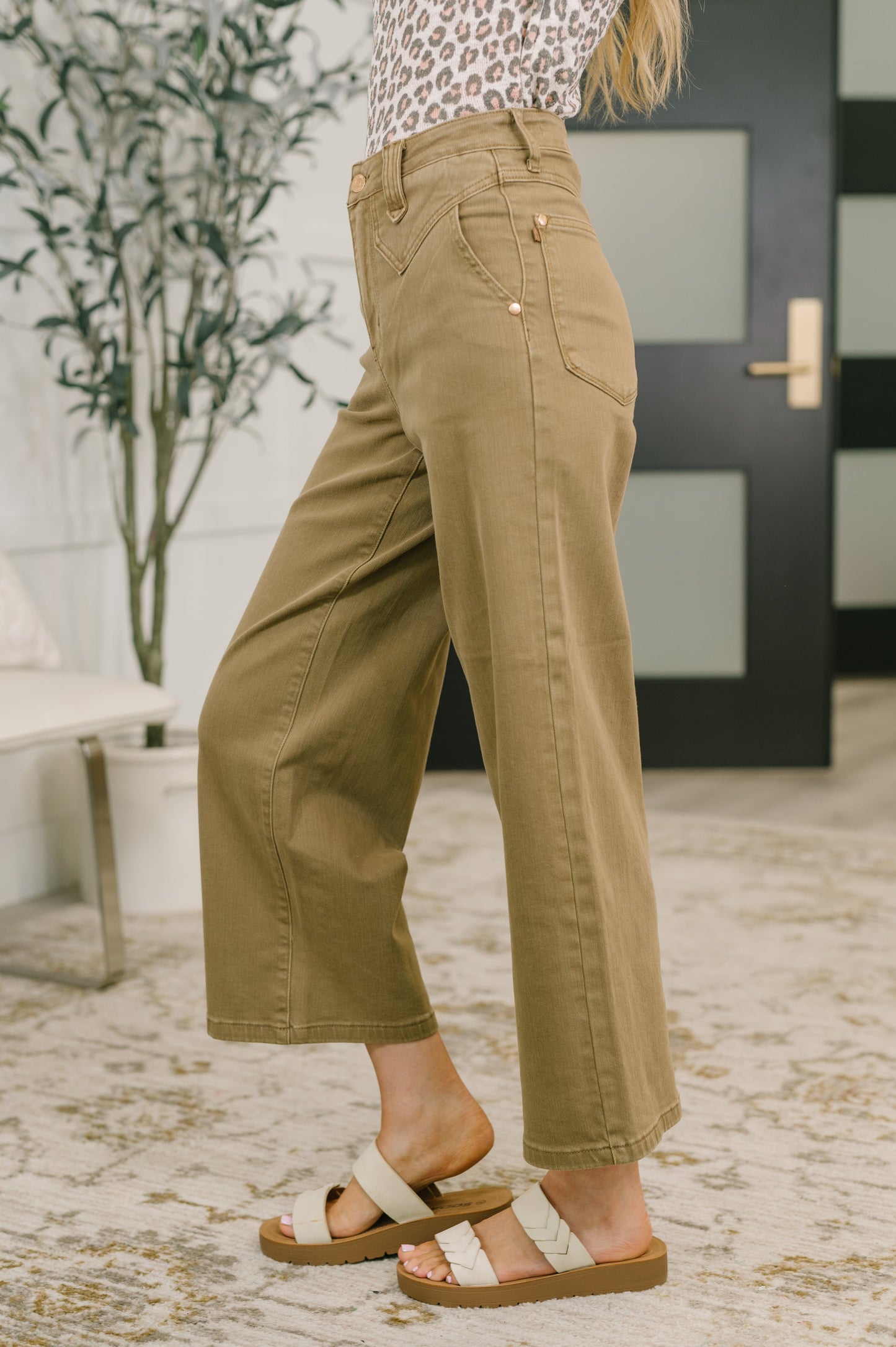 Judy Blue High Waist Wide Leg Ankle Jeans with Vintage Front Yoke