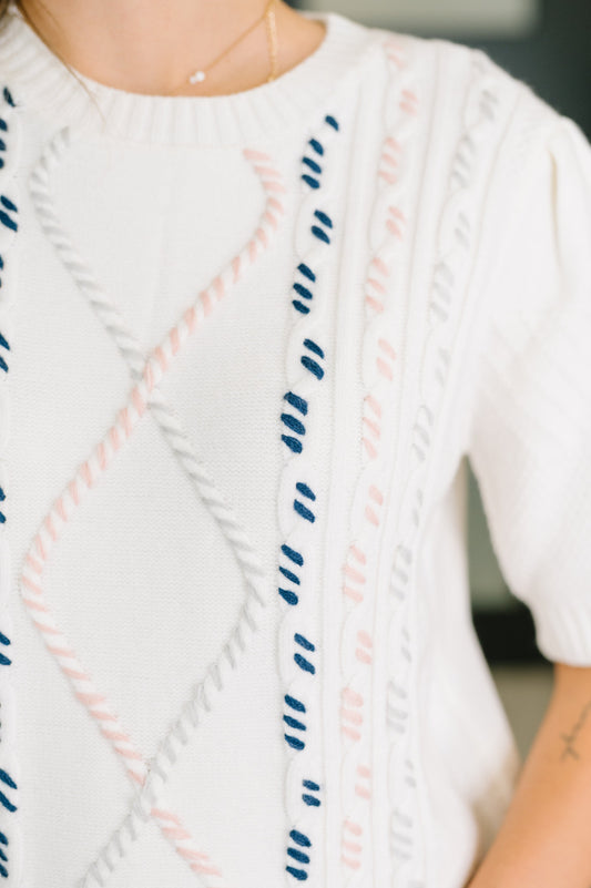 Need a Little Love Cable Knit Puff Sleeve Top