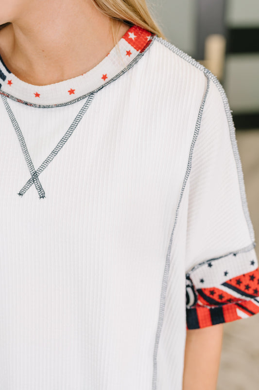 Pretty Prideful Patchwork Detail Top