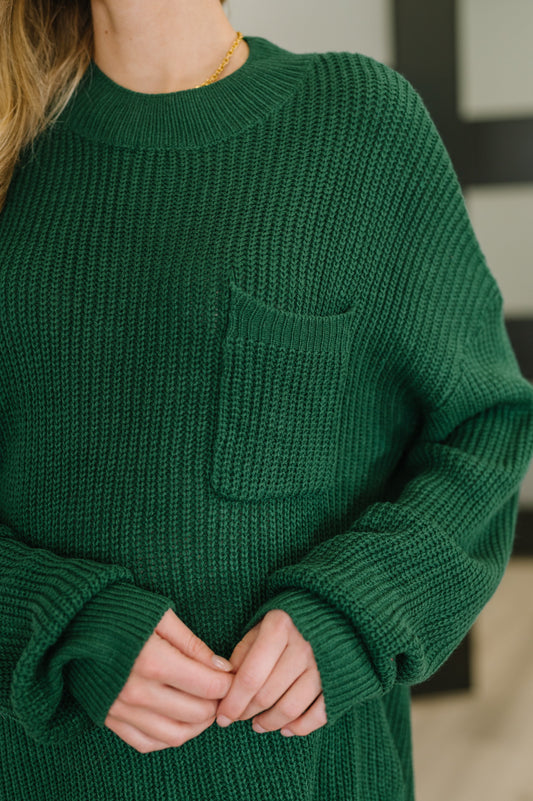Quick Nap Textured Pullover in Hunter Green