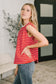 Quite Intimately Striped Muscle Tee in Red