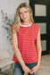 Quite Intimately Striped Muscle Tee in Red