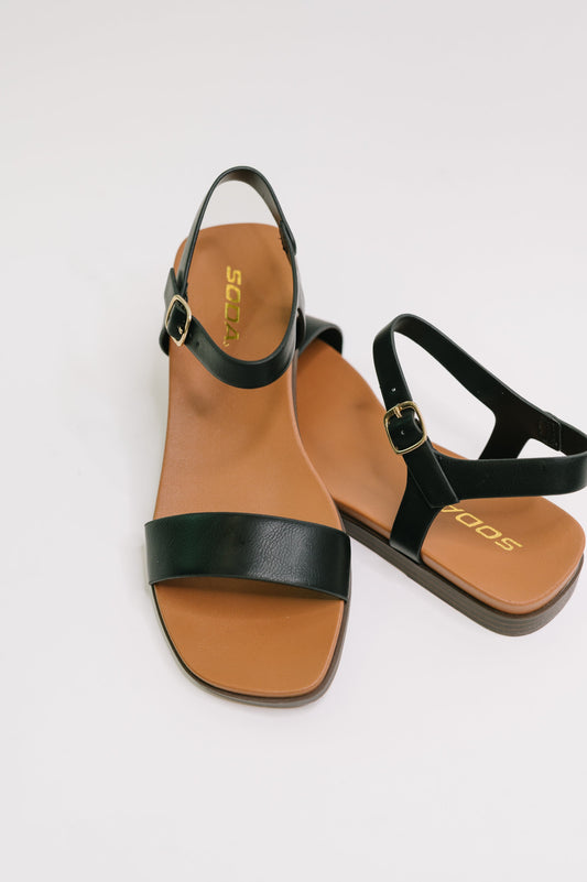 Riddle Ankle Strap Sandal in Black