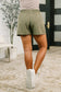 Rile Me Up High Waisted Shorts in Dusty Olive