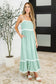 Ripple Effect Spaghetti Strap Dress in Sage