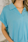 Sea You Soon Collared Top in Costal Blue