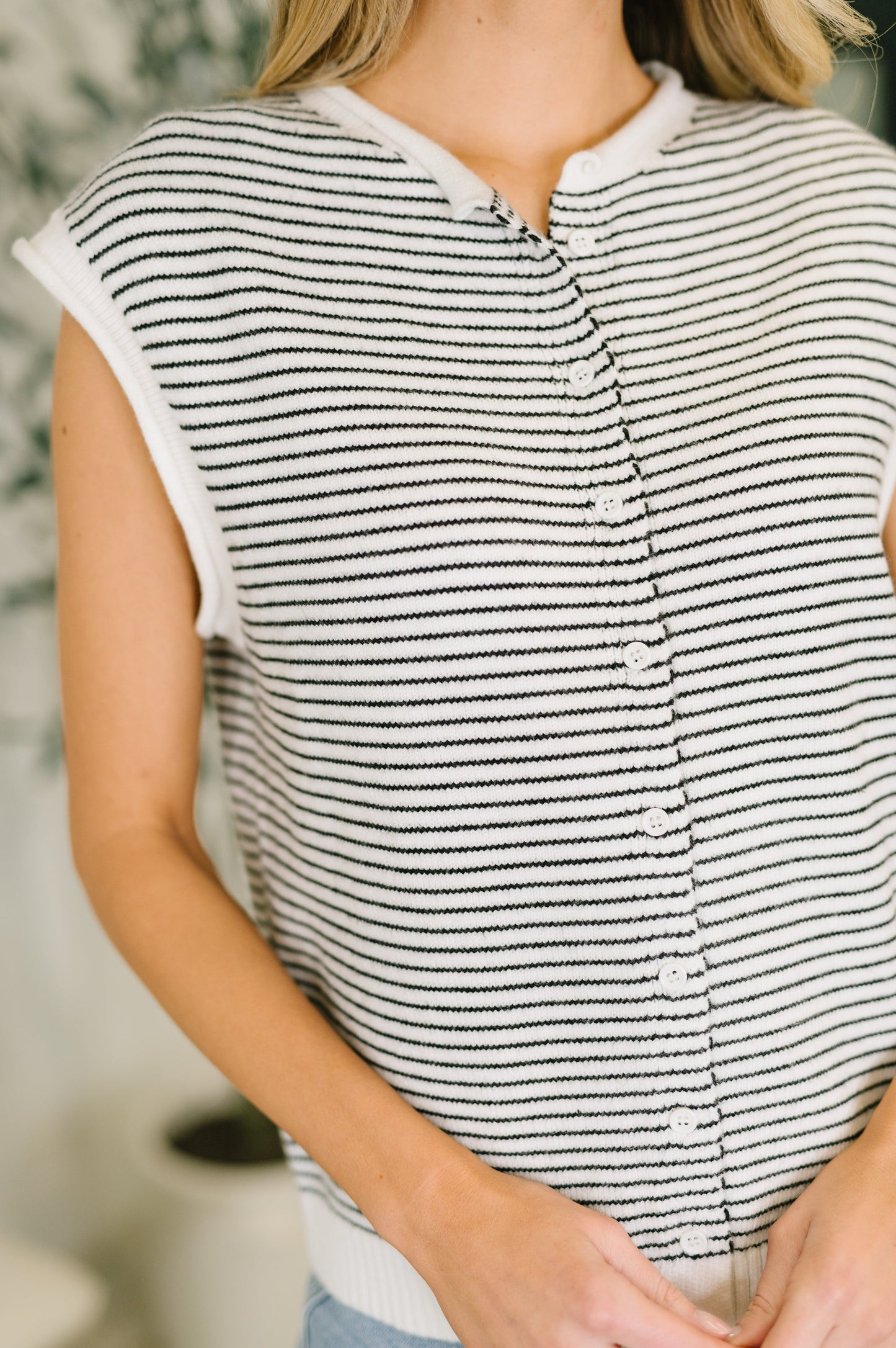 So Good It Hurts Cap Sleeve Button Down Top