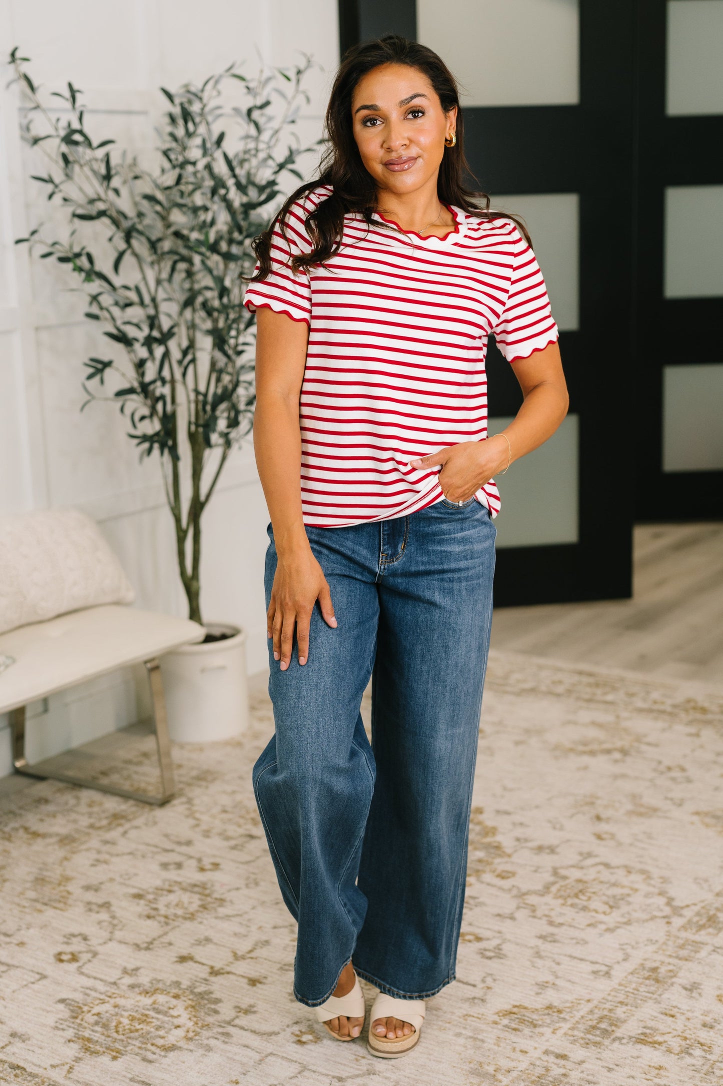 Something New Scalloped Hem Top