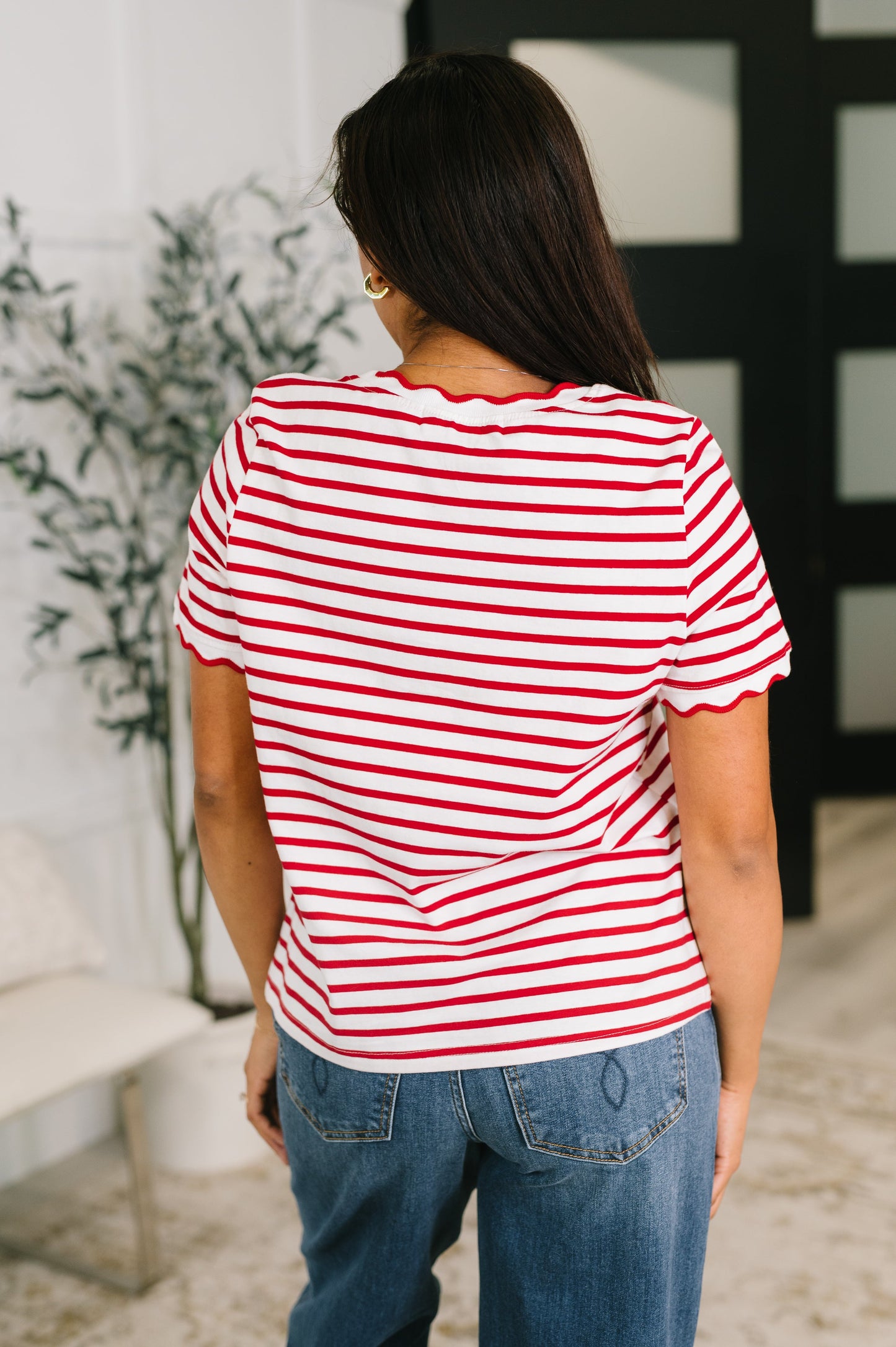 Something New Scalloped Hem Top