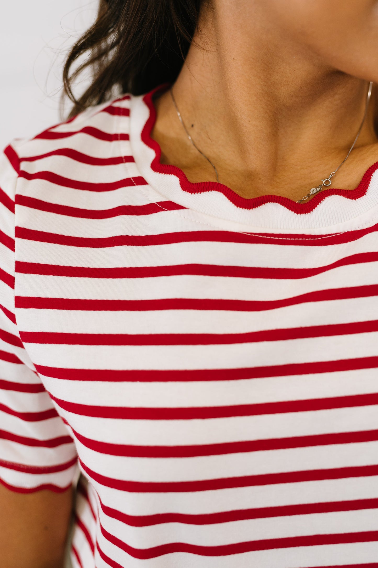 Something New Scalloped Hem Top