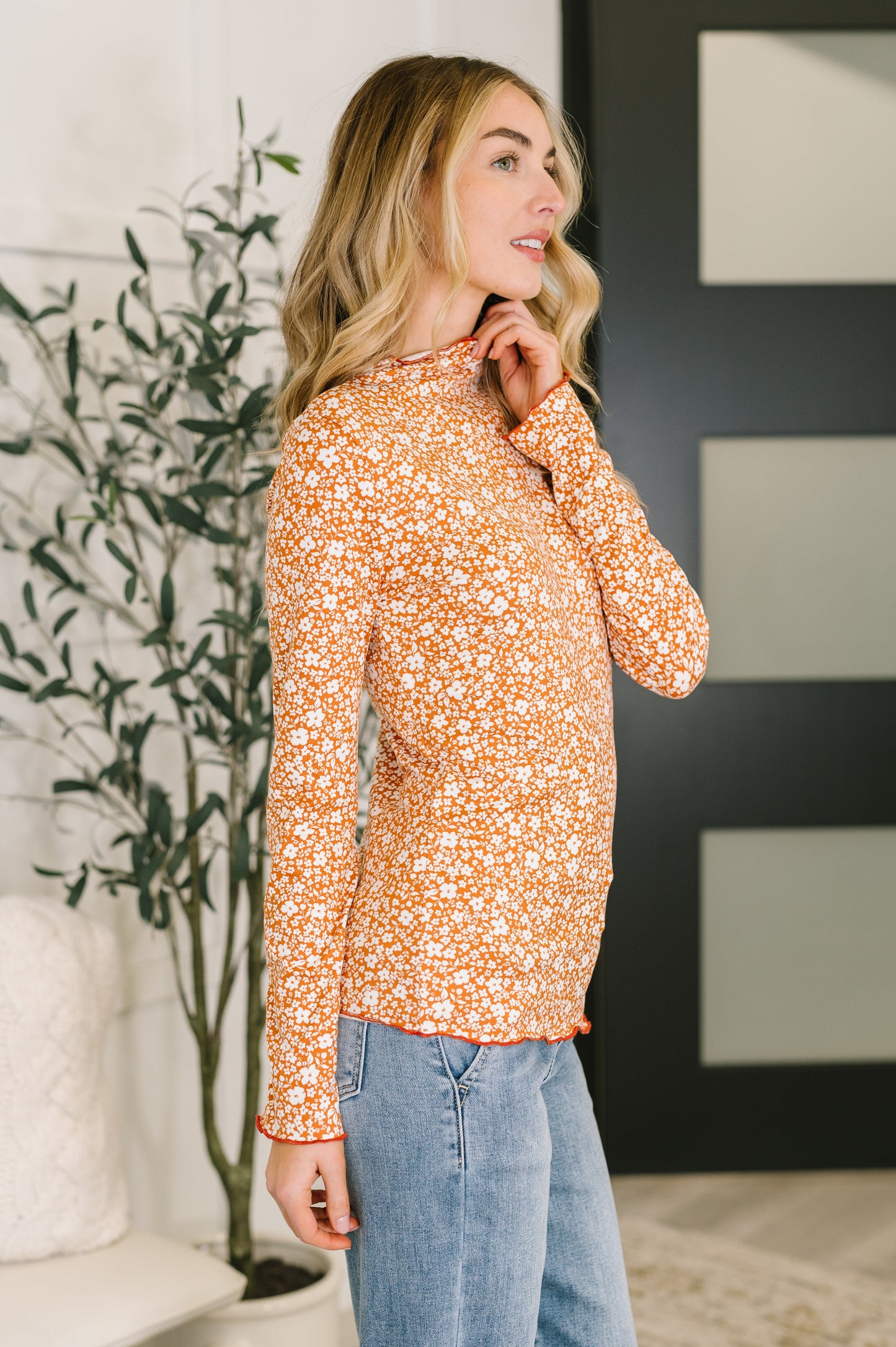 Something in the Air Lettuce Hem Long Sleeve Top