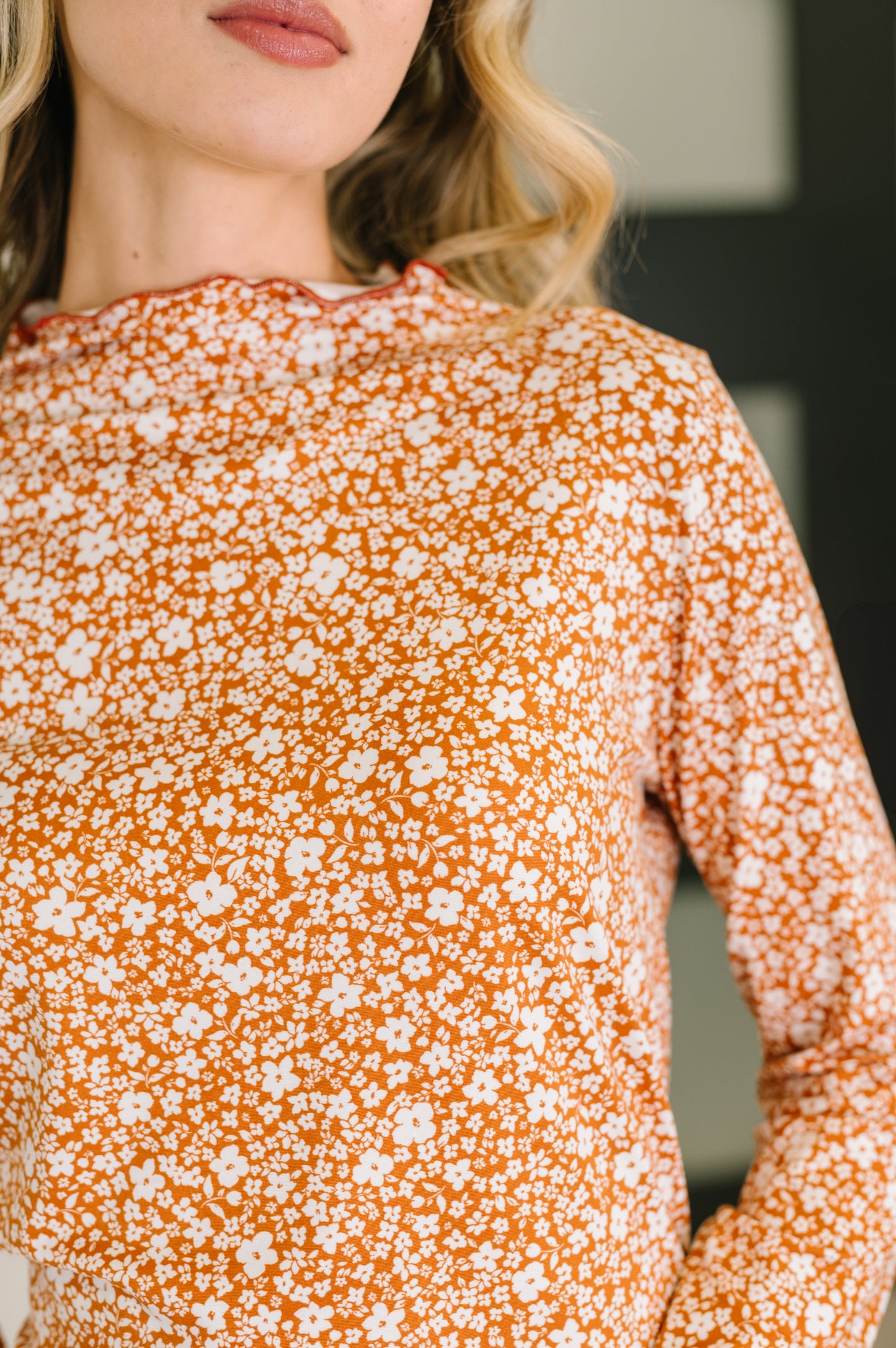 Something in the Air Lettuce Hem Long Sleeve Top