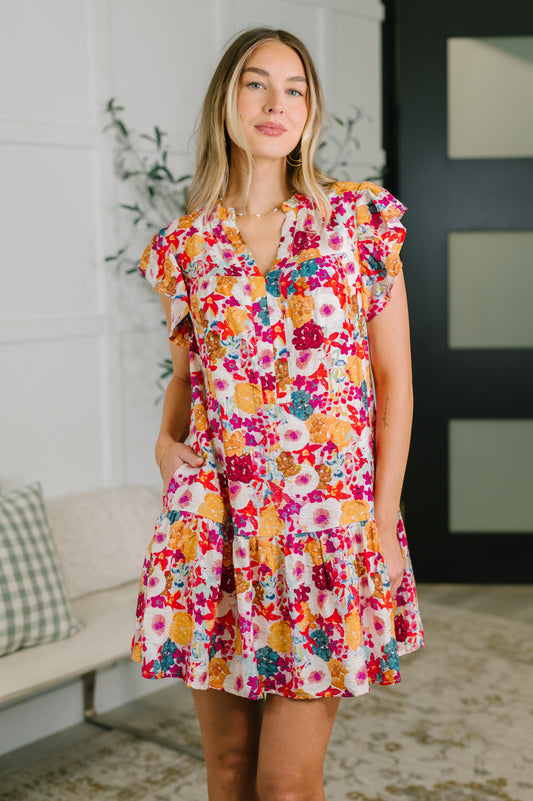 Start of Something Great Flutter Sleeve Floral Dress