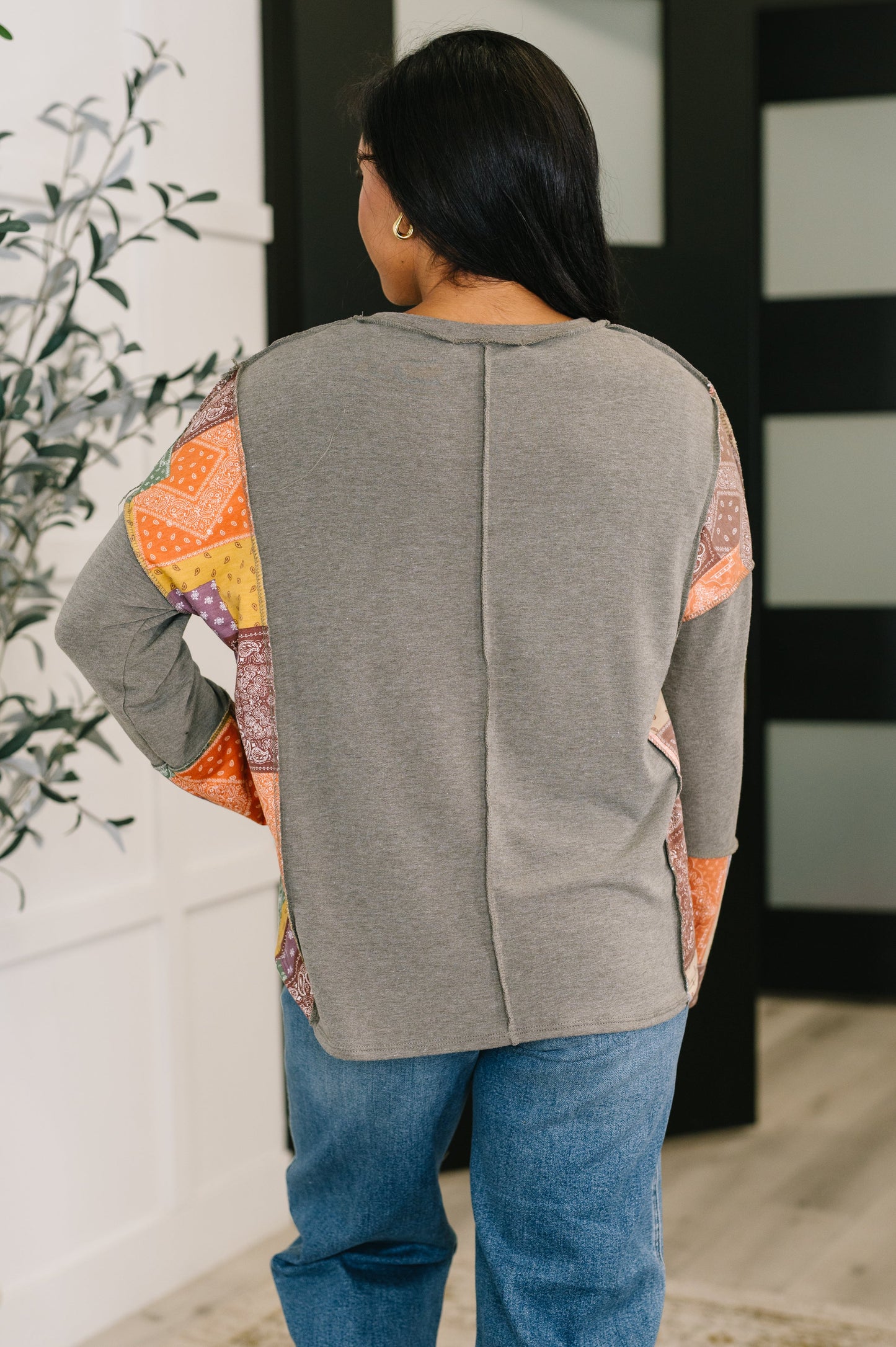Sweet as Pie Color Block Relaxed Long Sleeve Top