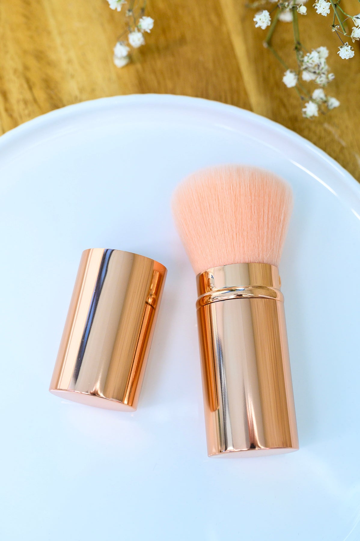 Rose Gold and Pink Telescopic Powder Brush