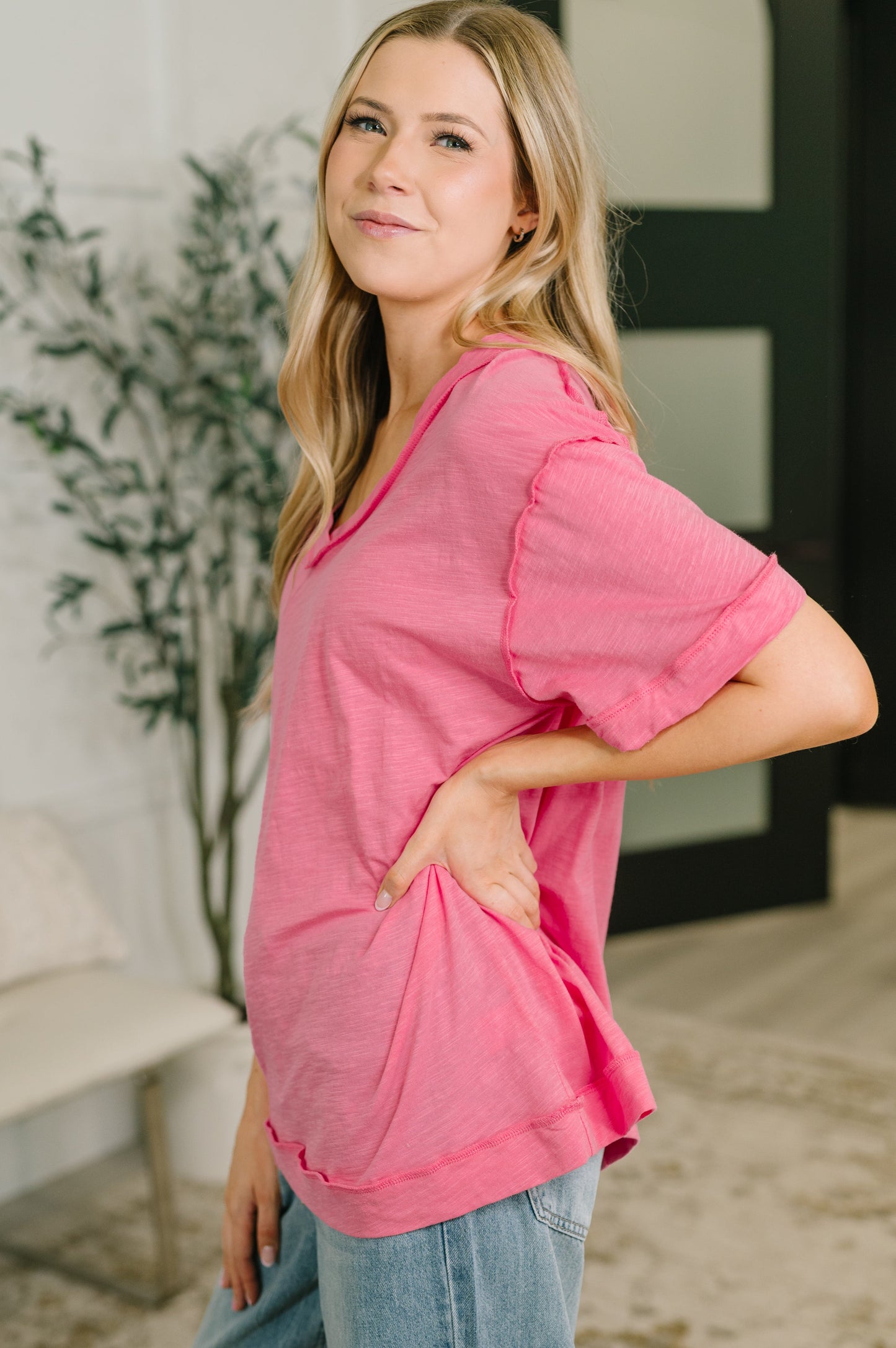 Thanks To You Relaxed Tee in Pink