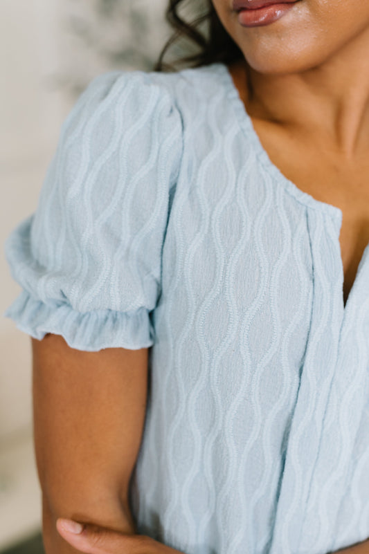 To Call My Own Textured Blouse in Powder Blue