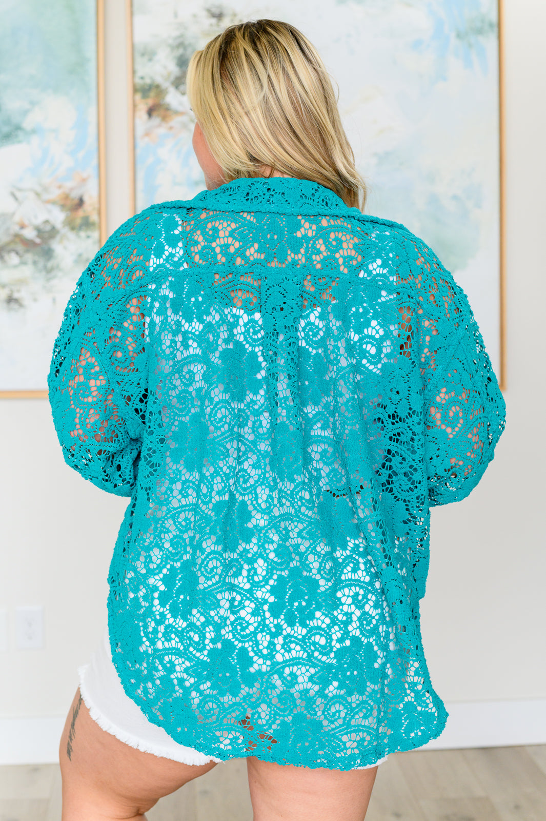 Topped with Lace Button Down Top