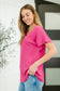 Trial and Error Textured V-Neck Blouse in Magenta