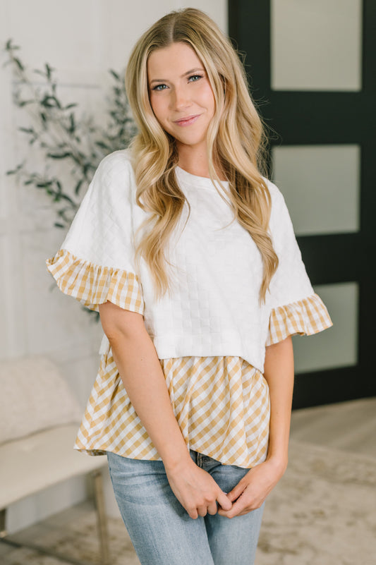 Welcome Me Home Gingham Print Top