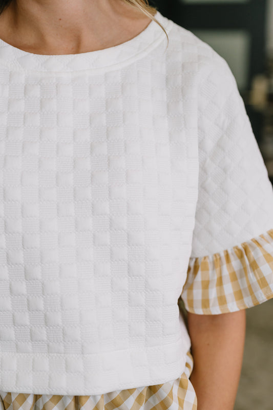 Welcome Me Home Gingham Print Top