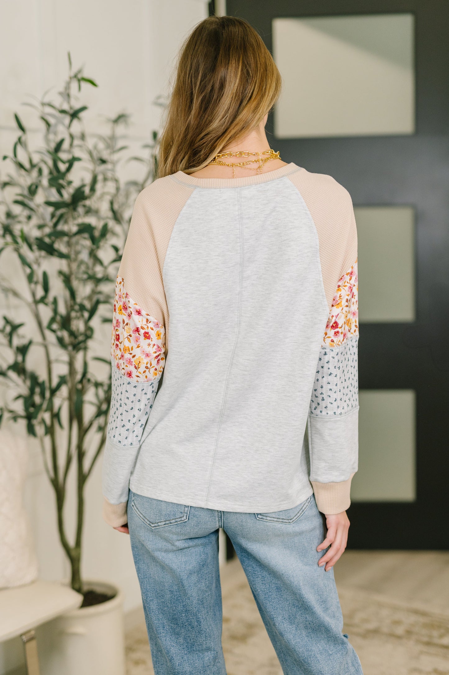 Wondering Aloud Patchwork Long Sleeve Top