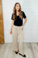 Working on Lounging Elastic Waist Bottoms in Khaki