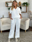 Texture Half Zip Short Sleeve Top and Pants Set - 6 Colors