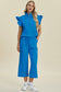 Texture Ruffle Short Sleeve Top and Wide Leg Pants Set - 5 Colors