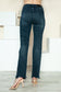 Judy Blue Button Fly Hem Destroy High Rise Straight Jeans