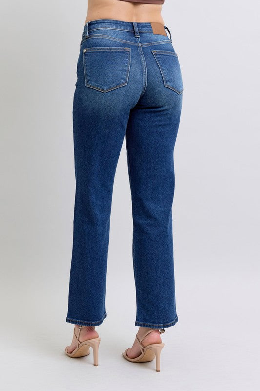 Judy Blue Mid Rise Side Seam Detail Straight Jeans
