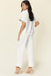 Texture Half Zip Short Sleeve Top and Pants Set - 6 Colors