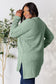 Ribbed Round Neck Long Sleeve Slit Top - 5 Colors