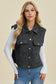 Pocketed Texture Snap Down Vest Coat - 2 Colors
