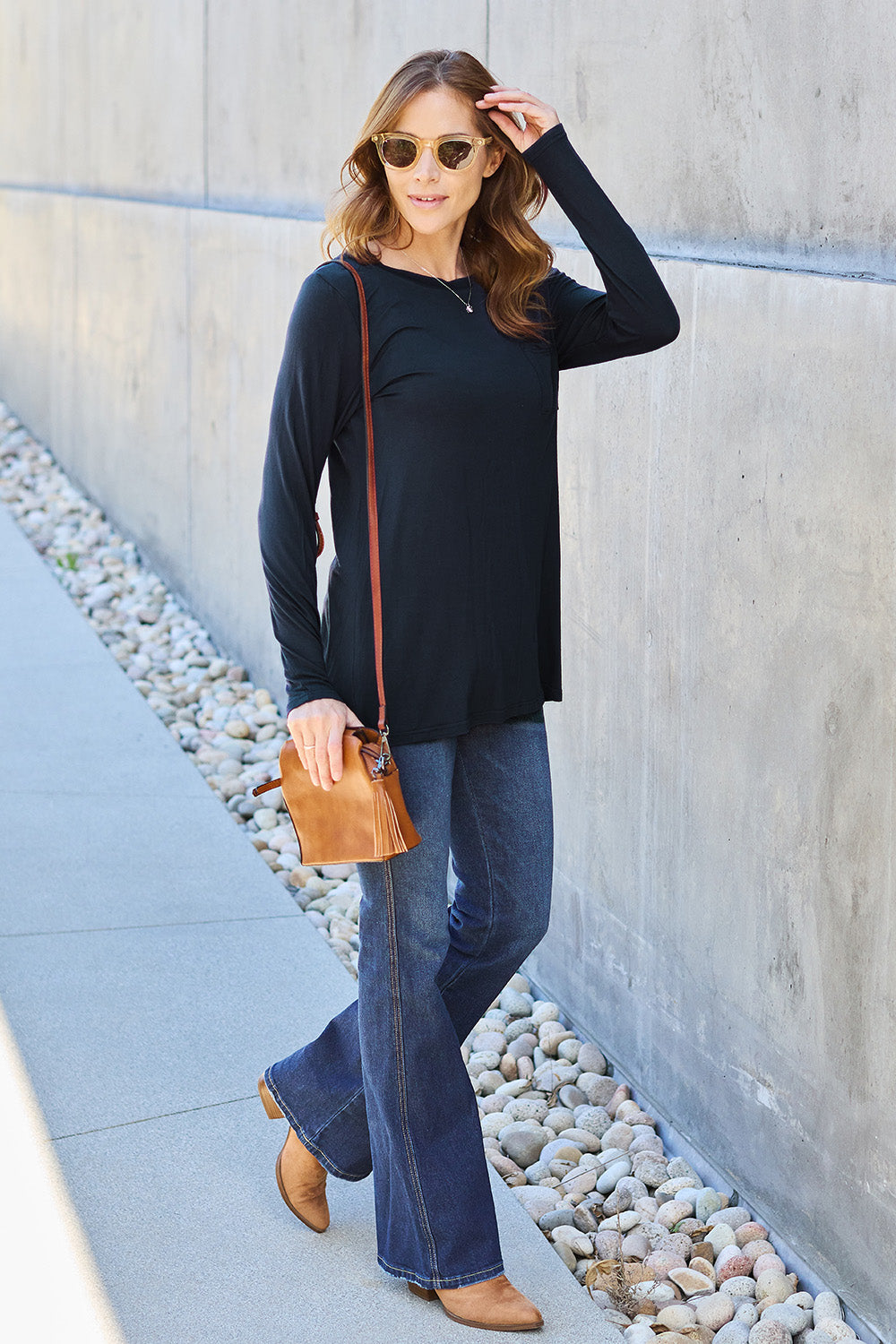Round Neck Long Sleeve Top - 5 Colors
