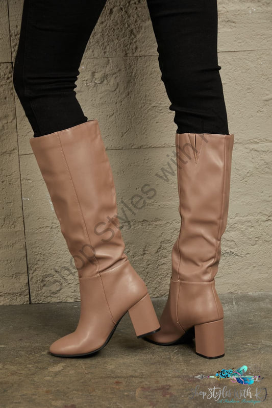 Block Heel Knee High Boots Shoes