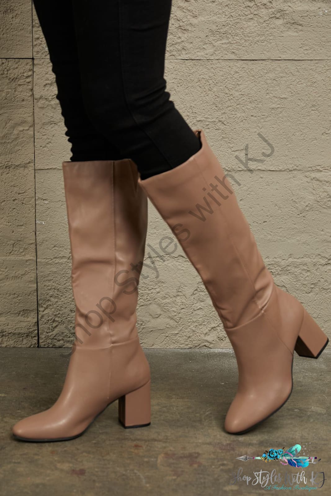 Block Heel Knee High Boots Shoes
