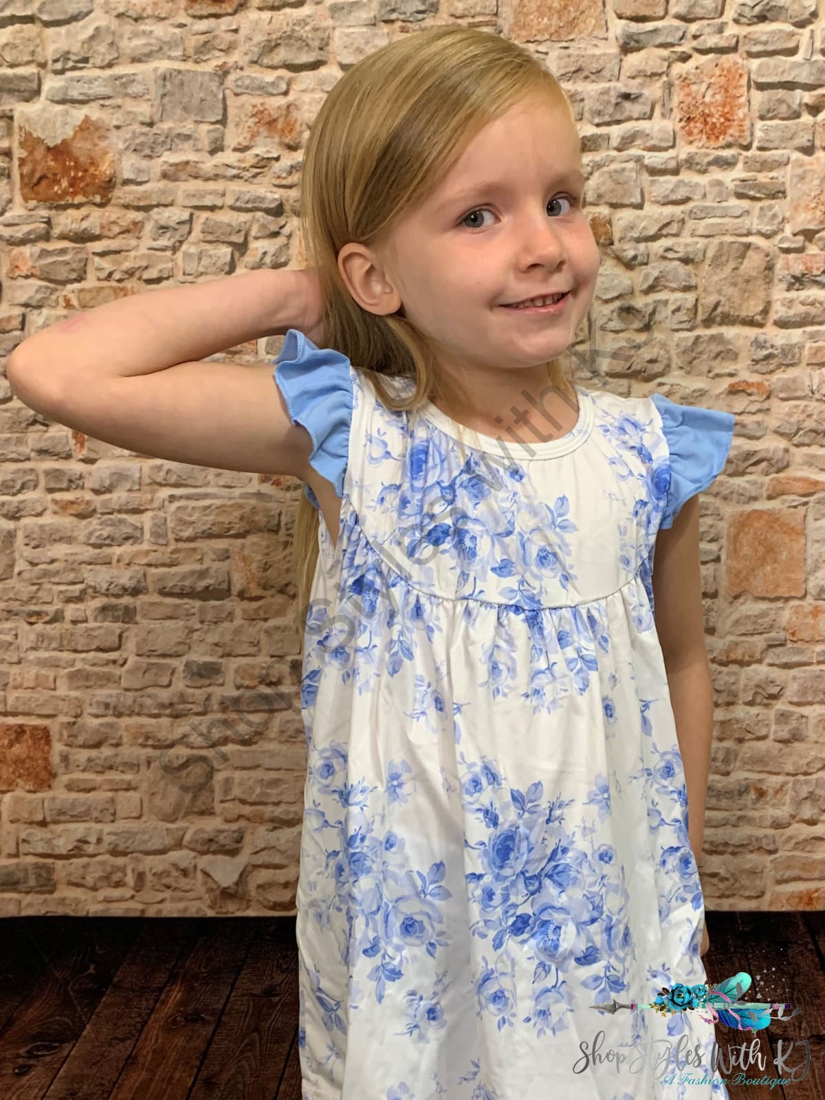 Blue Blooms 2Pc Short Set Kids