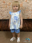Blue Blooms 2Pc Short Set Kids